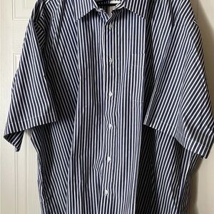 Classic Navy Striped Men's Button Down Shirt